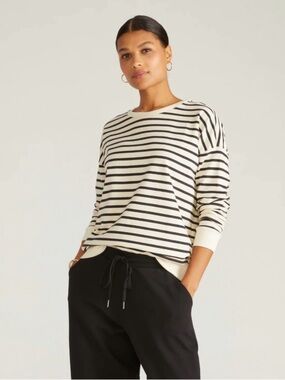 Charter Club Black and White Striped Crewneck Sweater